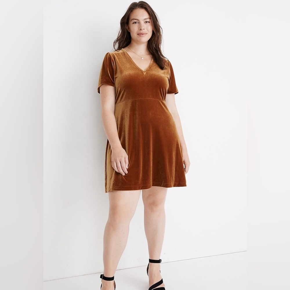 Madewell Velvet V-Neck Flutter-Sleeve Dress